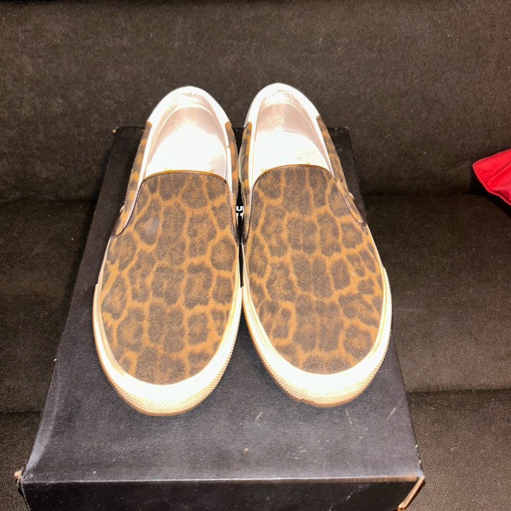 Saint Laurent Leopard Print Sneakers Slip Ons Size 35